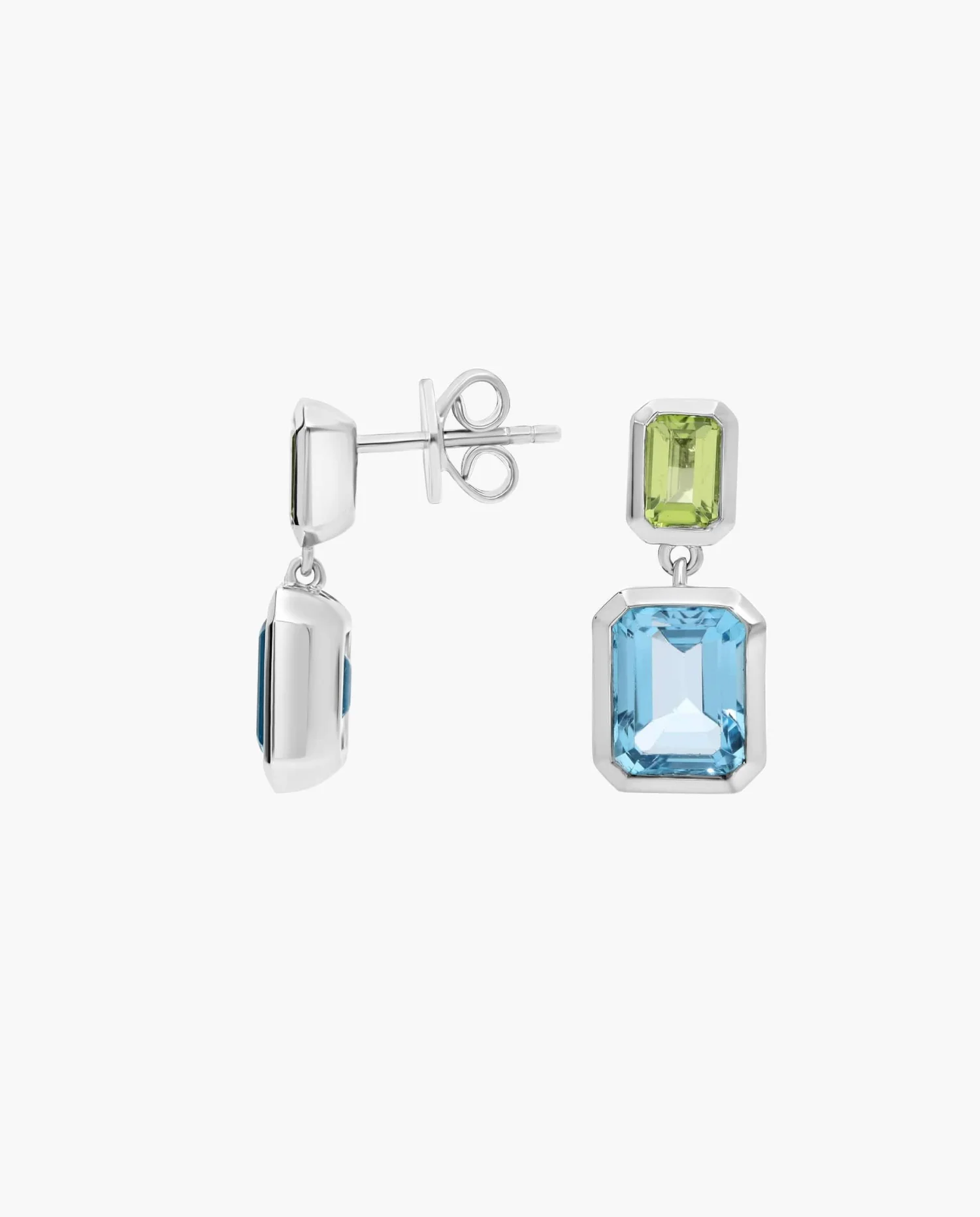 Emerald Cut Peridot and Blue Topaz