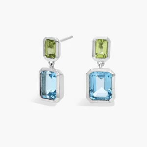 Emerald Cut Peridot and Blue Topaz