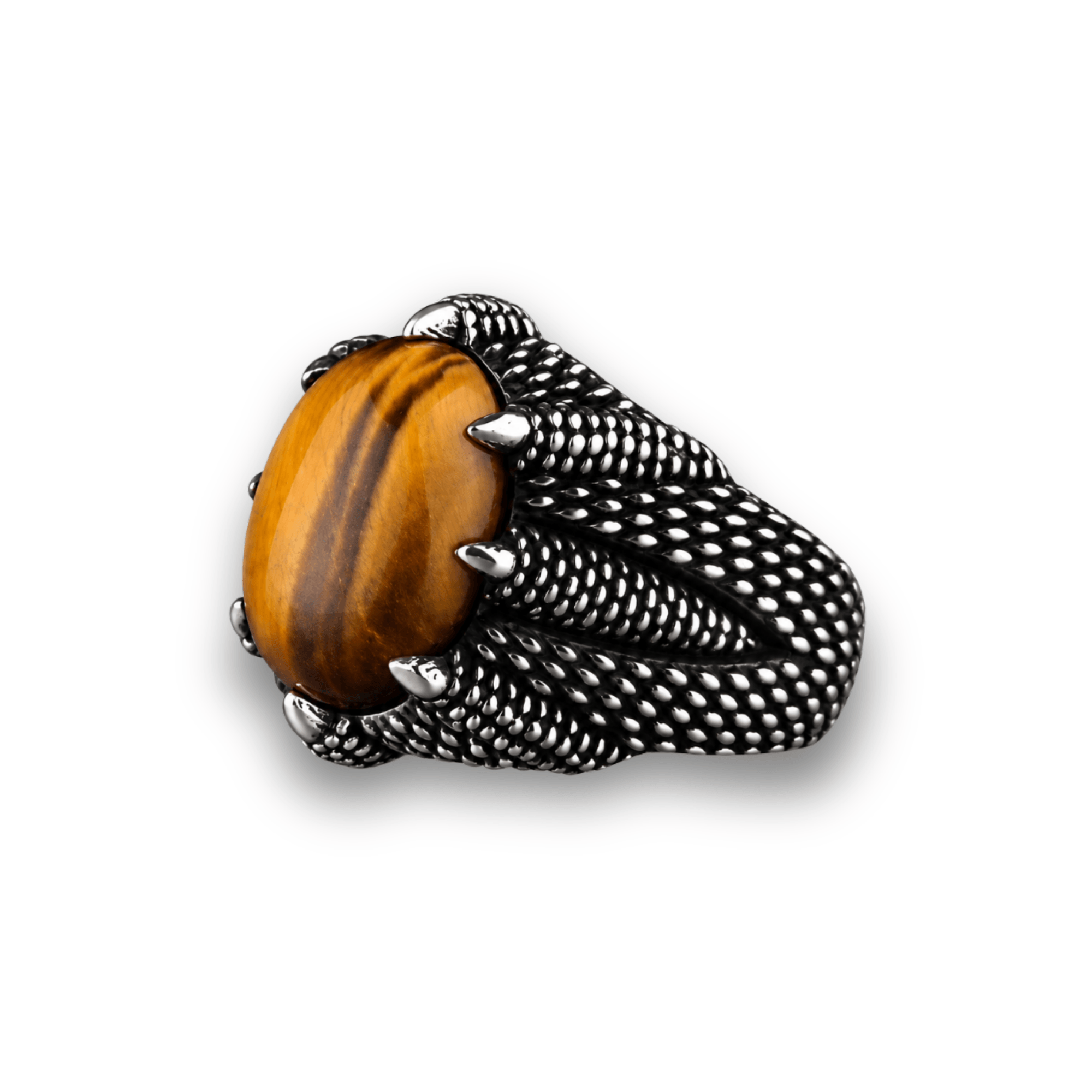 Royal Ottoman Falcon Claw Ring – 925 Silver & Tiger Eye