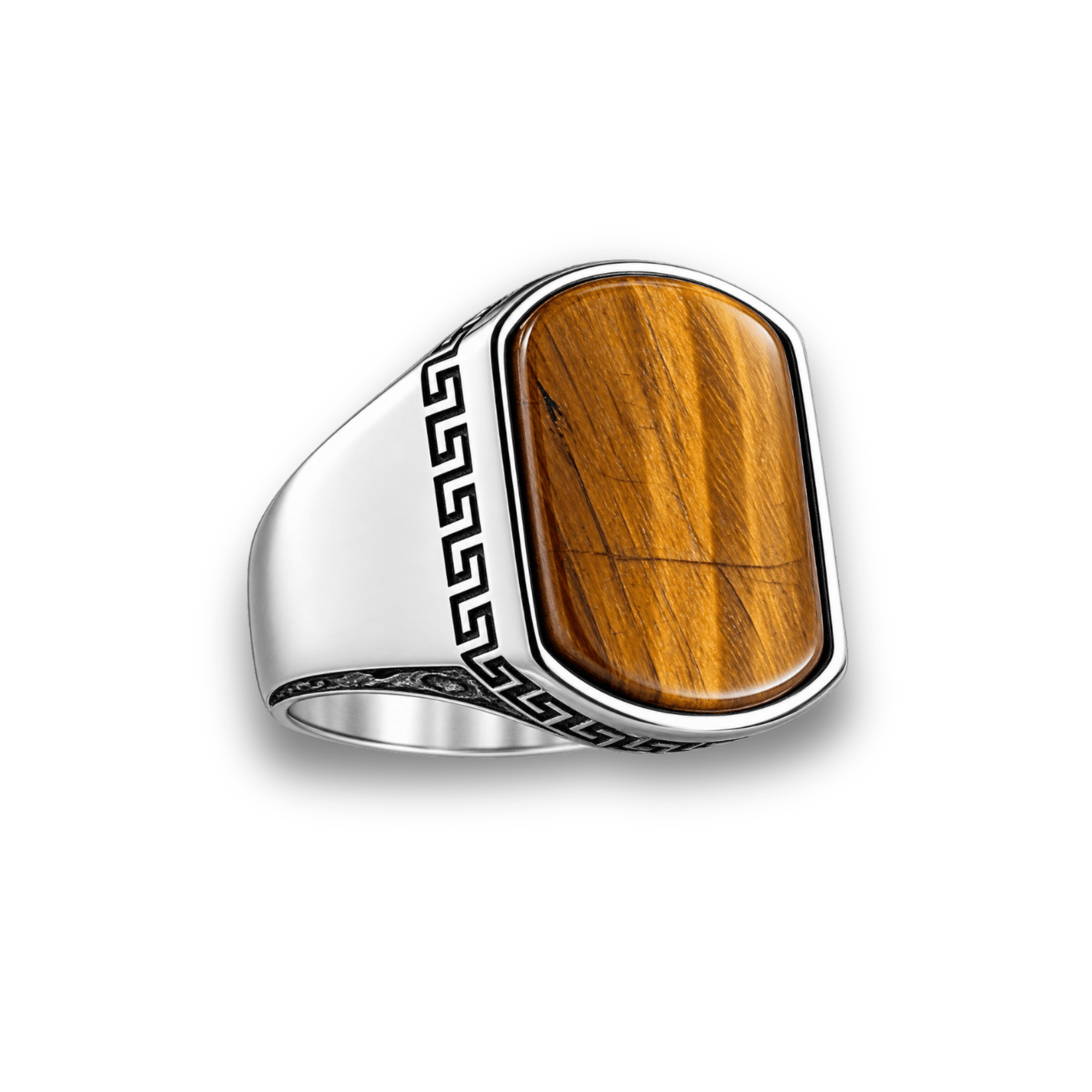 The Obsidian – Dual Stone Tiger Eye & Feroza Ring (925 Silver)