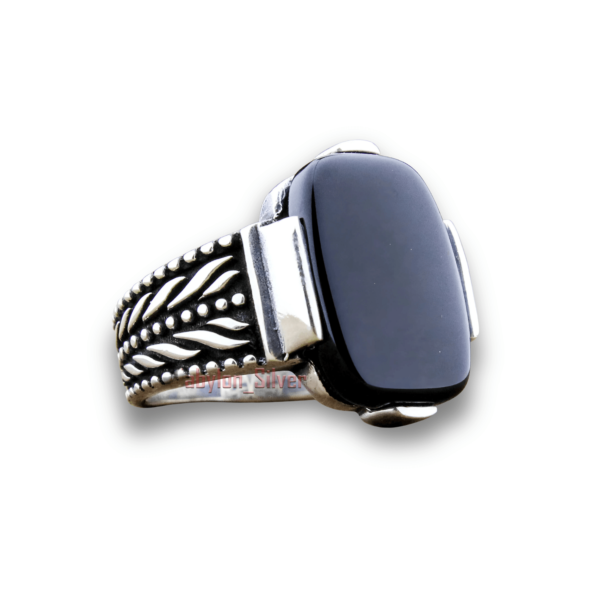 The Zeus Onyx Ring – Pure Silver with Rhodium Finish