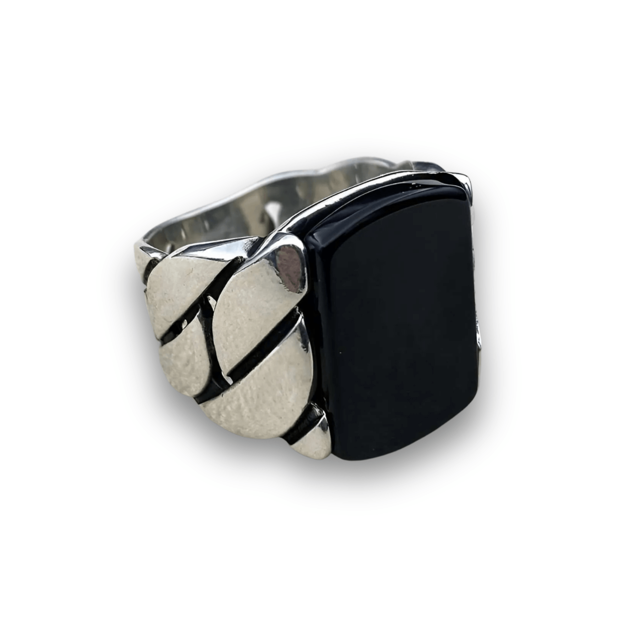 The Square Curb Ring – Pure Silver with Rhodium Finish