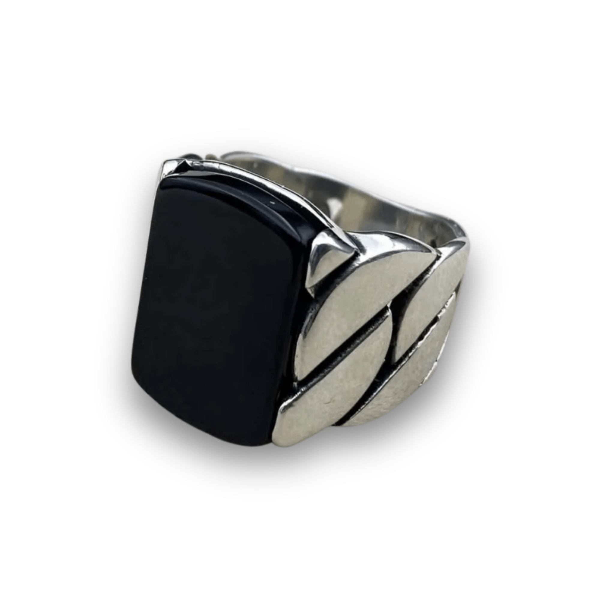 The Square Curb Ring – Pure Silver with Rhodium Finish